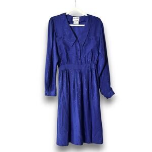 Vintage Maggy London by Jeannene Booher Royal Blue Silk Dress Size 10